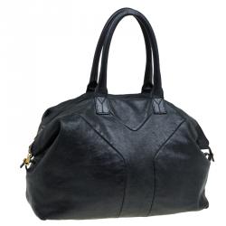 Saint Laurent Paris Black Glazed Leather Medium Easy Y Bag
