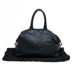 Saint Laurent Paris Black Glazed Leather Medium Easy Y Bag