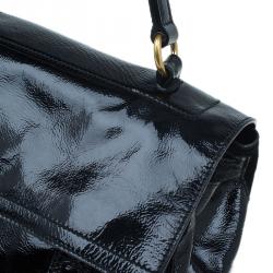 Pre Owned Saint Laurent Paris Black Patent Large Muse Two Tote