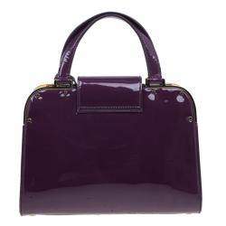 Pre Owned Saint Laurent Paris Purple Patent Leather Uptown Small Tote