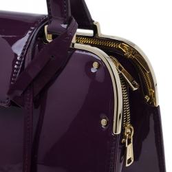 Pre Owned Saint Laurent Paris Purple Patent Leather Uptown Small Tote