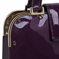Pre Owned Saint Laurent Paris Purple Patent Leather Uptown Small Tote