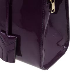 Pre Owned Saint Laurent Paris Purple Patent Leather Uptown Small Tote