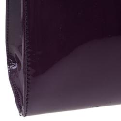 Pre Owned Saint Laurent Paris Purple Patent Leather Uptown Small Tote