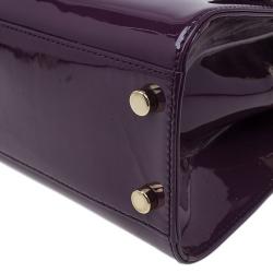 Pre Owned Saint Laurent Paris Purple Patent Leather Uptown Small Tote