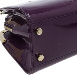 Pre Owned Saint Laurent Paris Purple Patent Leather Uptown Small Tote