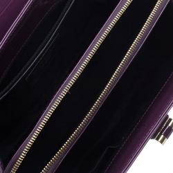 Pre Owned Saint Laurent Paris Purple Patent Leather Uptown Small Tote
