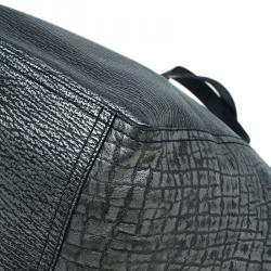 Pre Owned Saint Laurent Paris Metallic Grey Leather Croc Embossed Large Downtown Tote