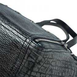 Pre Owned Saint Laurent Paris Metallic Grey Leather Croc Embossed Large Downtown Tote