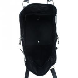 Pre Owned Saint Laurent Paris Metallic Grey Leather Croc Embossed Large Downtown Tote