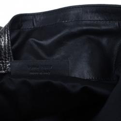 Pre Owned Saint Laurent Paris Metallic Grey Leather Croc Embossed Large Downtown Tote