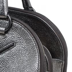 Pre Owned Saint Laurent Paris Metallic Silver Leather Sac 32 Tote