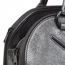 Pre Owned Saint Laurent Paris Metallic Silver Leather Sac 32 Tote