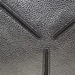 Pre Owned Saint Laurent Paris Metallic Silver Leather Sac 32 Tote