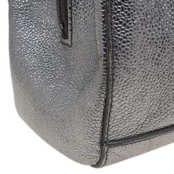 Pre Owned Saint Laurent Paris Metallic Silver Leather Sac 32 Tote