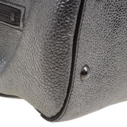 Pre Owned Saint Laurent Paris Metallic Silver Leather Sac 32 Tote