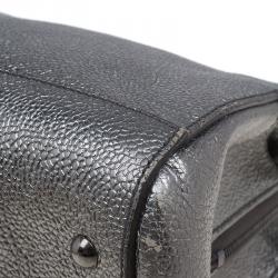 Pre Owned Saint Laurent Paris Metallic Silver Leather Sac 32 Tote