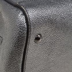 Pre Owned Saint Laurent Paris Metallic Silver Leather Sac 32 Tote