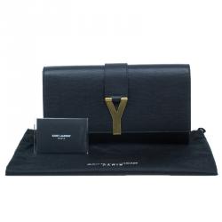 Pre Owned Saint Laurent Paris Black Leather Large CHYC Clutch