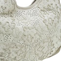 Pre Owned Saint Laurent Paris Cream Leather Limited Edition Mombasa Horn Hobo Bag