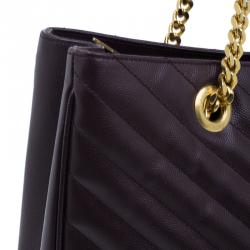 Pre Owned Saint Laurent Paris Burgundy Matelasse Leather Cassandre Shopper Tote