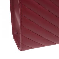 Saint Laurent Paris Red Leather Chevron Flap Shoulder Bag