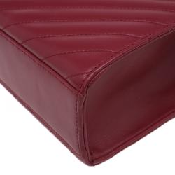 Saint Laurent Paris Red Leather Chevron Flap Shoulder Bag
