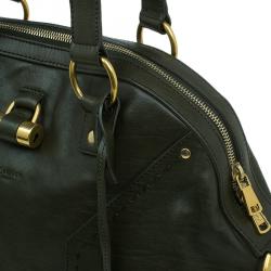 Pre Owned حقيبة يد سان لوران باريس ميوز جلد خضراء زيتوني كبيرة