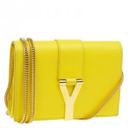 Saint Laurent Paris Yellow Leather Mini Y-Ligne Pochette Crossbody Bag