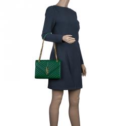 مملوكة مسبقًا Saint Laurent Paris Green Leather Medium Cassandre Flap Bag
