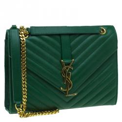 مملوكة مسبقًا Saint Laurent Paris Green Leather Medium Cassandre Flap Bag