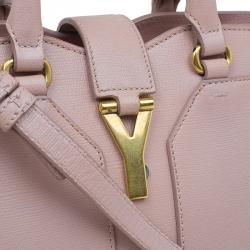 Pre Owned Saint Laurent Paris Nude Textured Leather Small Cabas Chyc Satchel
