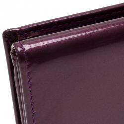 Pre Owned محفظة سان لوران باريس جلد بنفسجي لامع بالشعار المطرز وقلاب