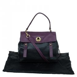 مملوكة مسبقًا Saint Laurent Paris Black/Purple Leather Medium Muse Two Satchel