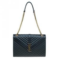 Pre Owned حقيبة سان لوران باريس كاسندريه قلاب جلد أسود واسعة