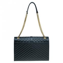 Pre Owned حقيبة سان لوران باريس كاسندريه قلاب جلد أسود واسعة