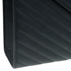 Pre Owned حقيبة سان لوران باريس كاسندريه قلاب جلد أسود واسعة