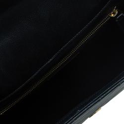 Pre Owned حقيبة سان لوران باريس كاسندريه قلاب جلد أسود واسعة