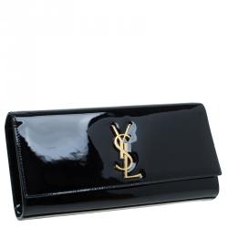 مملوكة مسبقًا حقيبة كلتش سان لوران باريس كاساندر جلد أسود لامع