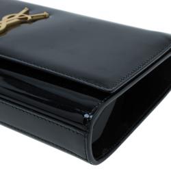 مملوكة مسبقًا حقيبة كلتش سان لوران باريس كاساندر جلد أسود لامع