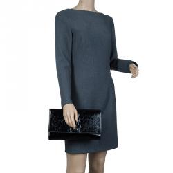 Pre Owned Saint Laurent Paris Black Glazed Leather Belle De Jour Flap Clutch