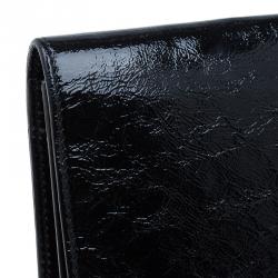 Pre Owned Saint Laurent Paris Black Glazed Leather Belle De Jour Flap Clutch