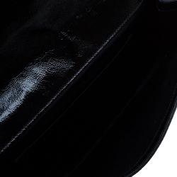 Pre Owned Saint Laurent Paris Black Glazed Leather Belle De Jour Flap Clutch