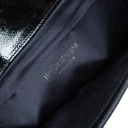 Pre Owned Saint Laurent Paris Black Glazed Leather Belle De Jour Flap Clutch