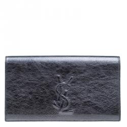 مملوكة مسبقًا حقيبة كلتش سان لوران باريس بيل دى جور جلد رصاصي بقلاب