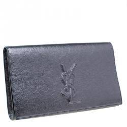 مملوكة مسبقًا حقيبة كلتش سان لوران باريس بيل دى جور جلد رصاصي بقلاب