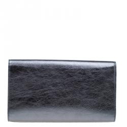 مملوكة مسبقًا حقيبة كلتش سان لوران باريس بيل دى جور جلد رصاصي بقلاب