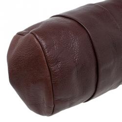 Pre Owned Saint Laurent Paris Brown Pleated Leather Dali Lips Clutch