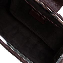 Pre Owned Saint Laurent Paris Brown Pleated Leather Dali Lips Clutch