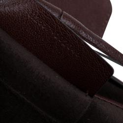 Pre Owned Saint Laurent Paris Brown Pleated Leather Dali Lips Clutch